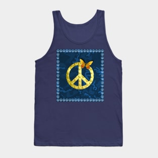 Golden Peace Symbol Butterfly 3D Graphic Tank Top